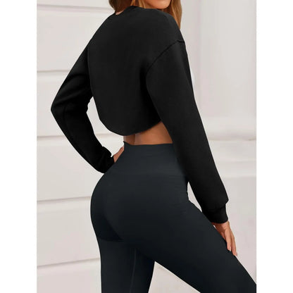 Imily Bela Women's Long Sleeve Cropped Sweatshirt Shrug - Athletic Bolero Top for Gym Workouts