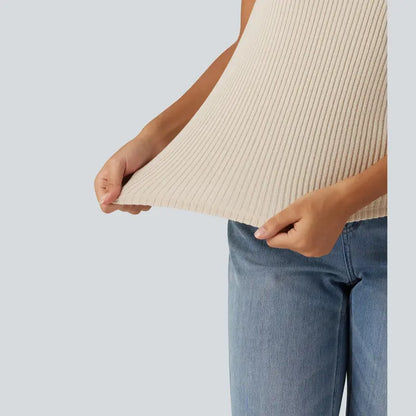 Halara Ribbed Knit High Neck Casual Tank Top
