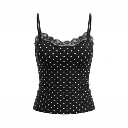 Chic Women's Elegant Lace Trim Adjustable Strap Camisole - Lightweight, Moisture-Wicking Summer Top for Effortless Style