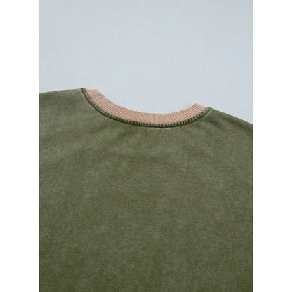 Dokotoo Oversized Pullover Sweatshirt Women Acid Wash Pullover Vintage Cotton Crew Neck Long Sleeve Sweatshirt Leg Pants