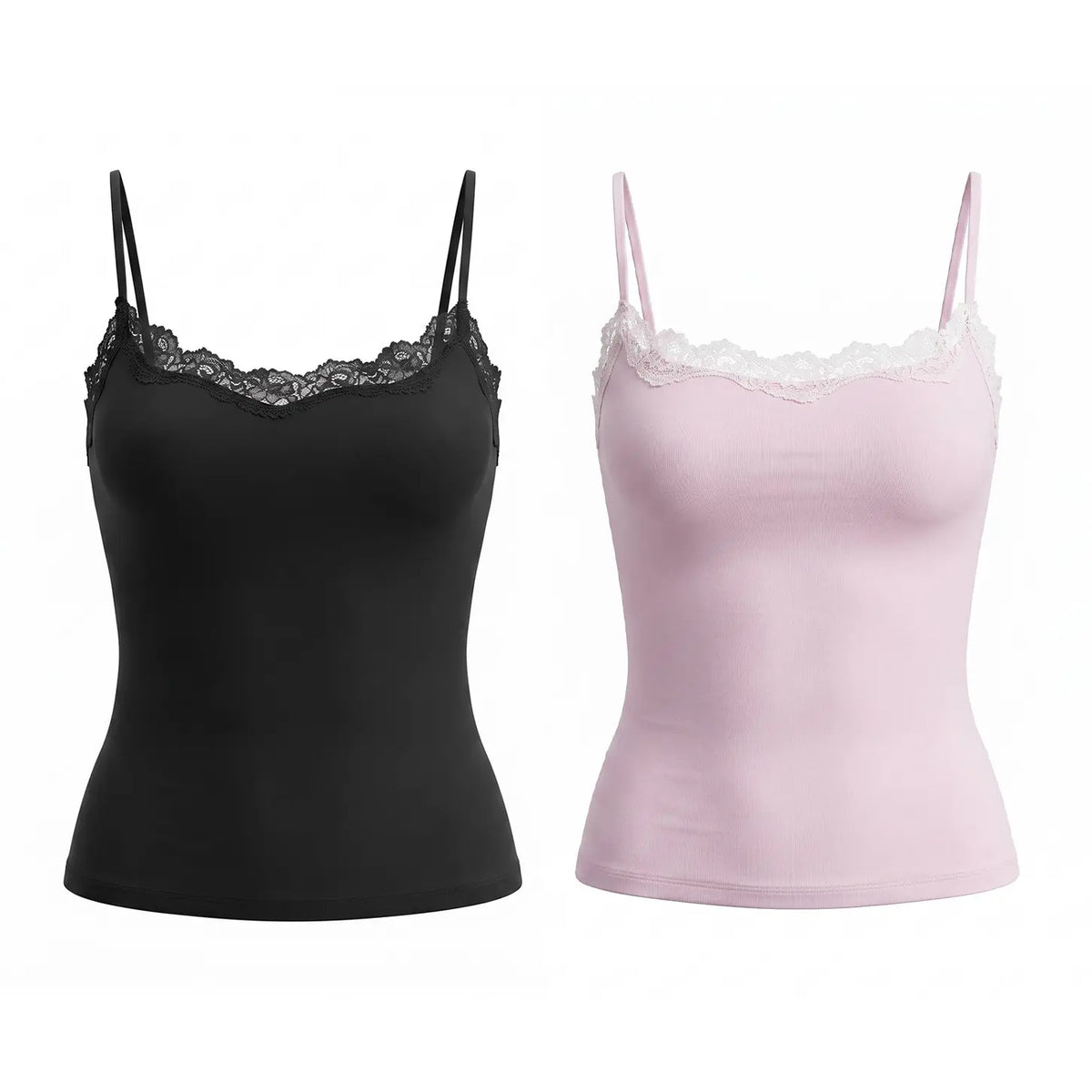 Chic Women's Elegant Lace Trim Adjustable Strap Camisole - Lightweight, Moisture-Wicking Summer Top for Effortless Style