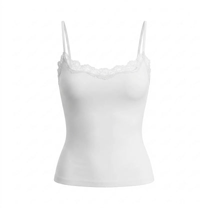 Chic Women's Elegant Lace Trim Adjustable Strap Camisole - Lightweight, Moisture-Wicking Summer Top for Effortless Style