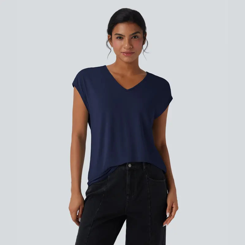 Halara V-Neck Short Sleeve Casual Tee