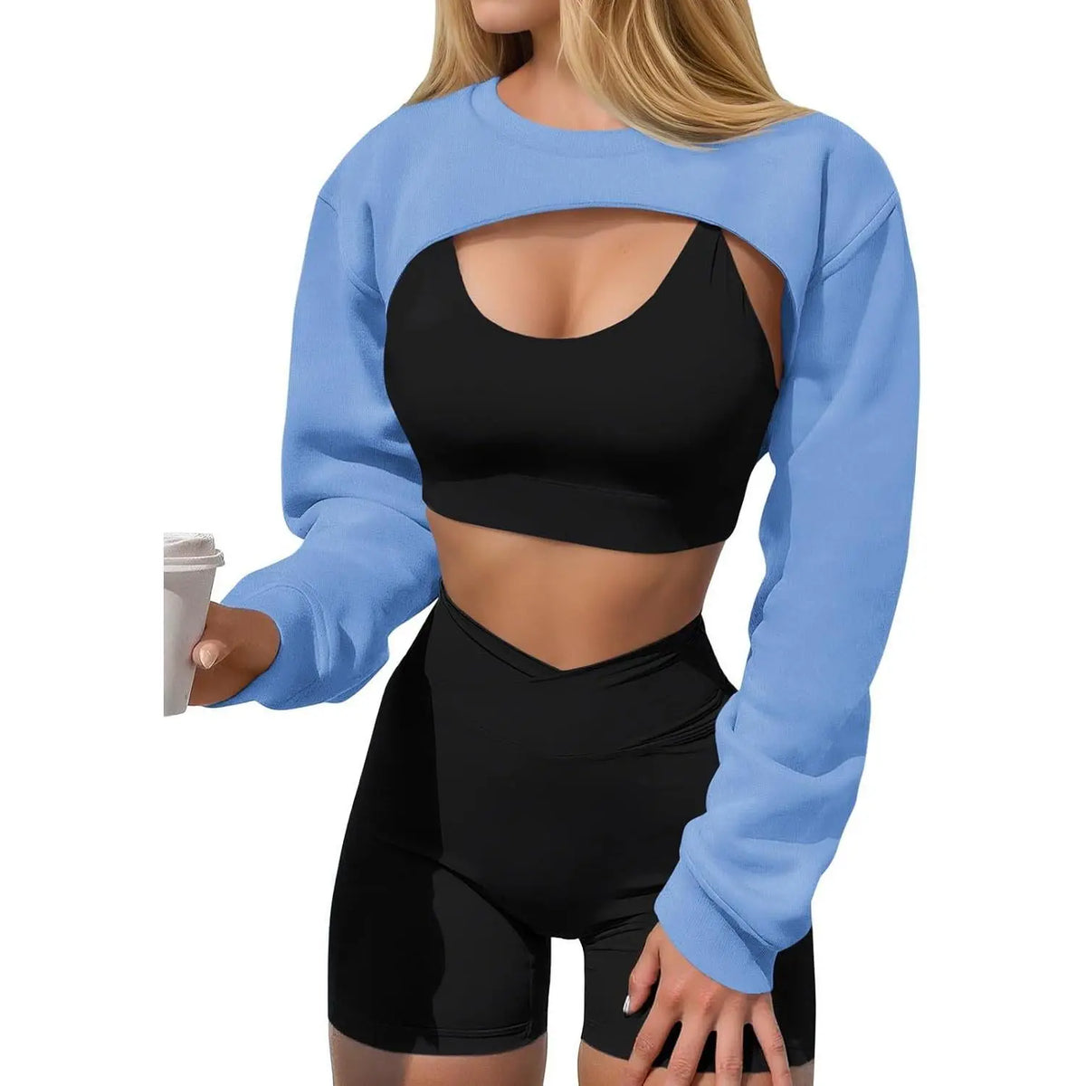 Imily Bela Women's Long Sleeve Cropped Sweatshirt Shrug - Athletic Bolero Top for Gym Workouts