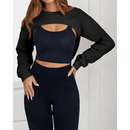 Imily Bela Women's Long Sleeve Cropped Sweatshirt Shrug - Athletic Bolero Top for Gym Workouts