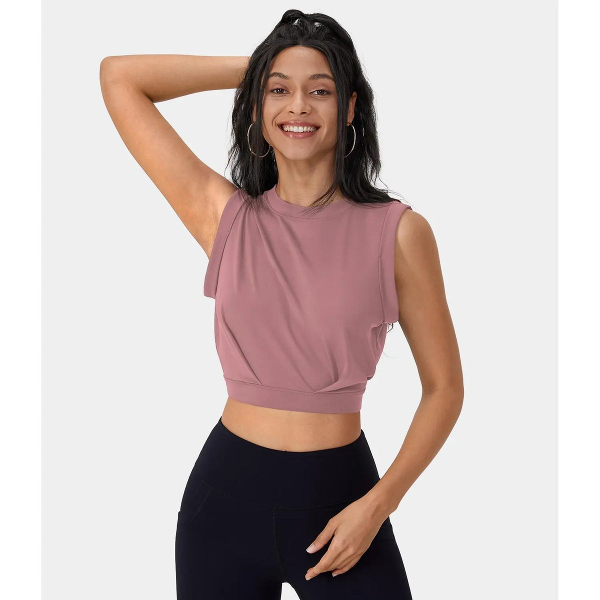 Halara Crew Neck Sleeveless Cropped Yoga Tank Top