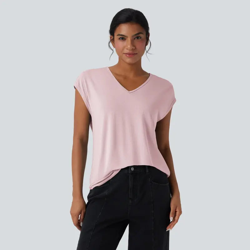 Halara V-Neck Short Sleeve Casual Tee