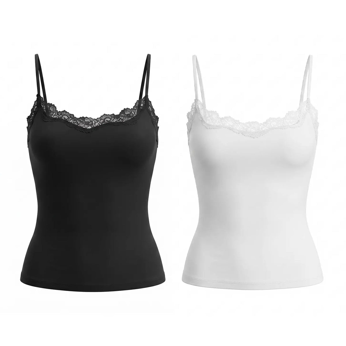 Chic Women's Elegant Lace Trim Adjustable Strap Camisole - Lightweight, Moisture-Wicking Summer Top for Effortless Style